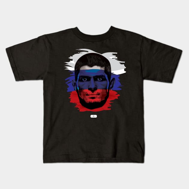 Russian Paint Khabib Kids T-Shirt by deenallydesigns